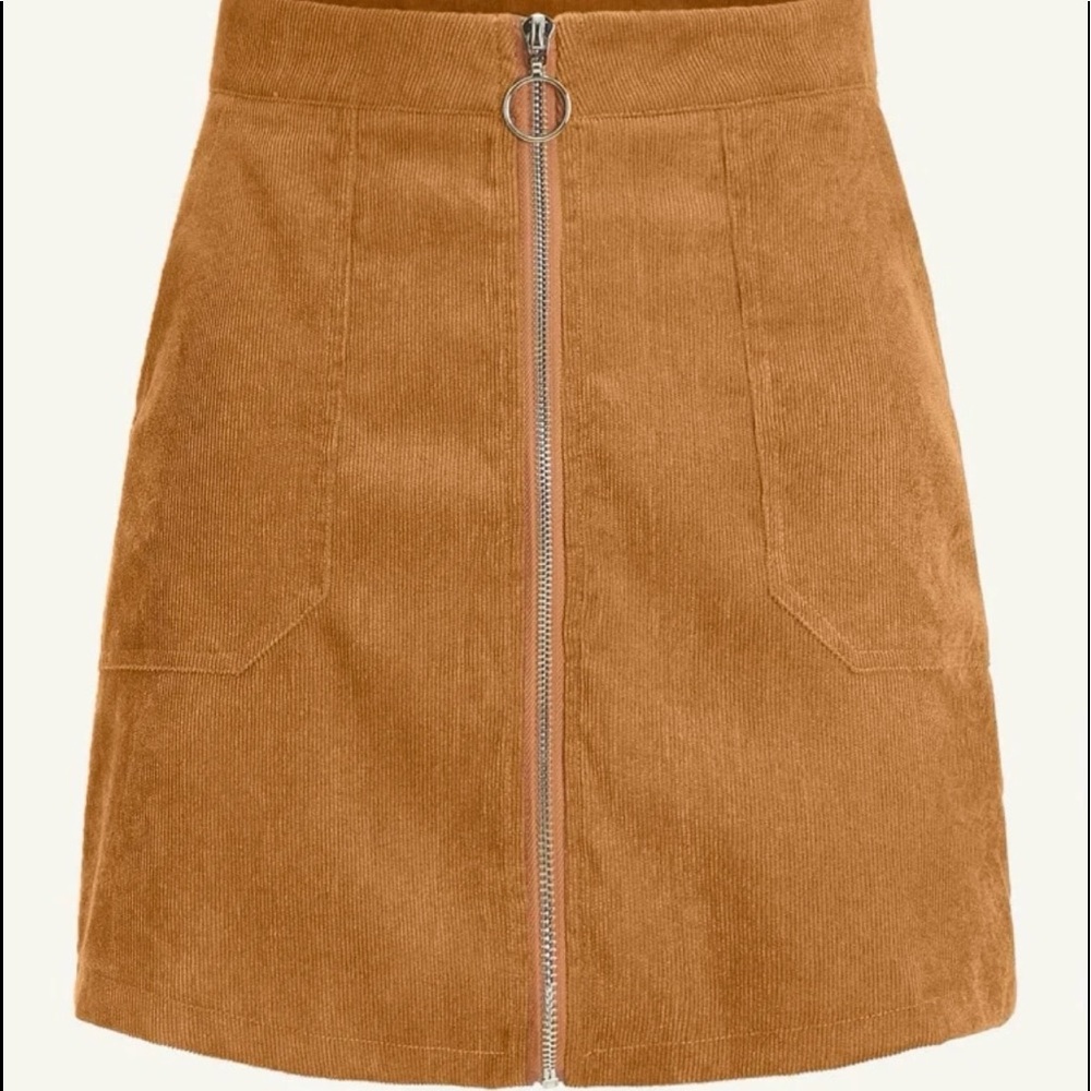 Zippered Corduroy Skirt